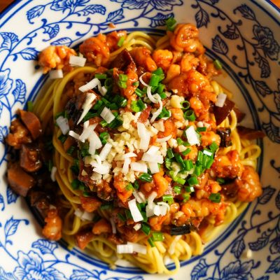 tagliolini all'olio gamberi e cipollotto 4